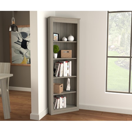 Inval Corner Bookshelf Wall Unit 70.9 in. H 5-shelf in Smoke Oak BE-12804